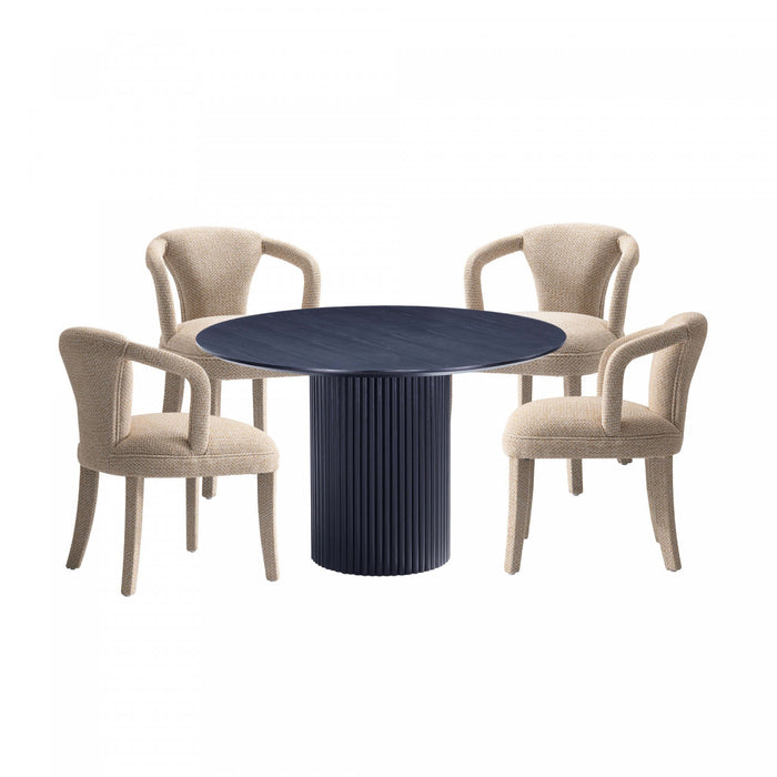 Hathaway and Palmer Modern Industry Chic 5-Piece Dining Set in Ivory and Black Dining Room Set