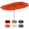 Costway 15.5 FT Extra-Large Patio Umbrella with LED Solar Lights & 12 Heavy-Duty Ribs Orange