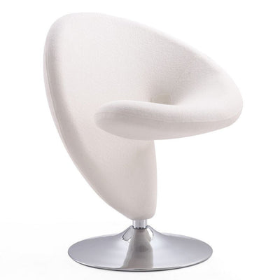 Manhattan Comfort Curl Polished Chrome Wool Blend Swivel Accent Chair - Cream|Fauteuil d’appoint pivotant Curl de Manhattan Comfort en chrome poli et en mélange de laine - crème