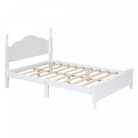 Jessie Retro Style Platform Bed with Wooden Slat Support,Full Size, White Full Bed