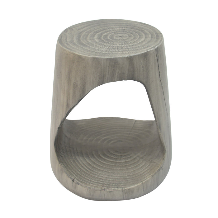 Elio 16.75\" Rustic Hollow Tree-Stump MGO Accent Table, Pet-Friendly Indoor Side Table, Grey