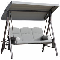Outsunny 3 Seater Porch Swing Heavy Duty Outdoor Swing Chair Outdoor Lounge Hammock Cushioned Seat W