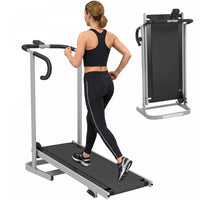 Soozier Walking Pad Treadmill with 16.5% Incline, Non-Electric Foldable Treadmill with LCD Monitor and Handle Bar, Supports 264LBS, Portable Walking Pad for Home Small Spaces