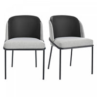 Olivia Set of 2 Modern Dining Chair with Slanted Legs and Adjustable Feet,Black&Gray