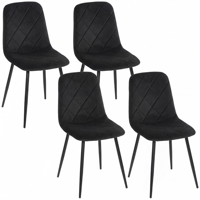 HOMCOM Dining Chairs Set of 4, Kitchen Chair with Metal Legs, Black
