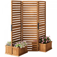 Outsunny Outdoor Privacy Screen With 4 Raised Beds And Drainage Holes