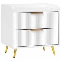 HOMCOM Bedside Table, Nightstand with 2 Drawers for Bedroom, White