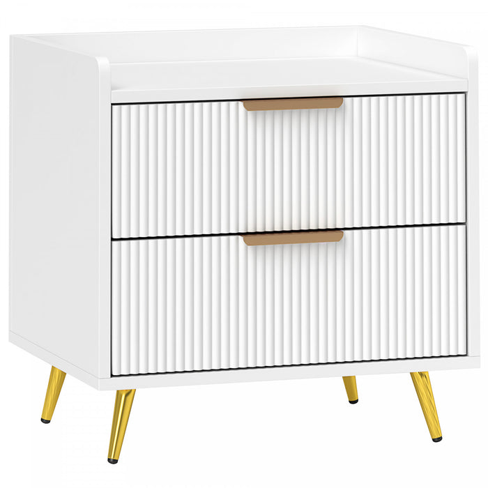 HOMCOM Bedside Table, Nightstand with 2 Drawers for Bedroom, White