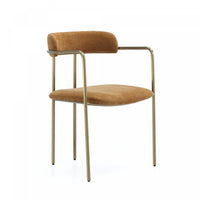 Serene Mid-Century Modern Metal Upholstered Dining Chair in Turmeric 