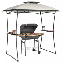 Outsunny 8' X 5' Grill Gazebo, Double Tiered Barbecue Gazebo, Light Grey