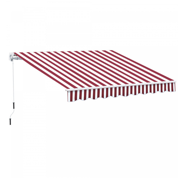 Outsunny 10' X 8' Retractable Awning Shelter W/ Crank, Wine Red Stripe