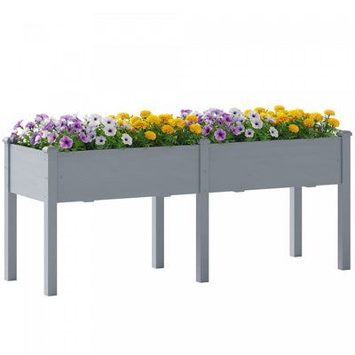 Outsunny 2-Tier Wooden Raised Garden Bed with Legs, 23.6" x 9.8" x 27.6"