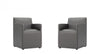 Anna Square Modern Vegan Leather Armchair in Graphite - Set of 2