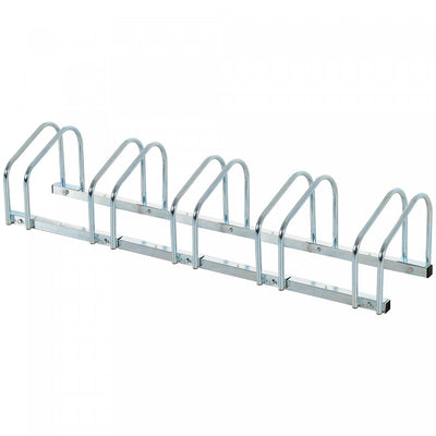 Soozier 5-bike Bicycle Floor Parking Rack Cycling Storage Stand Silver