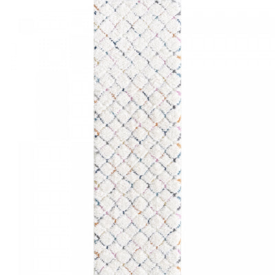 Lola Lattice Shag Area Rug - 2'7" x 8'|Carpette à poil long Lola à motif de treillis - 2 pi 7 po x 8 pi
