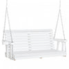 Outsunny 2 Seater Porch Swing Wooden Patio Swing Chair Seat With Cup Holder And Chains Outdoor Swing Bench For Garden Yard, White