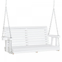 Outsunny 2 Seater Porch Swing Wooden Patio Swing Chair Seat With Cup Holder And Chains Outdoor Swing
