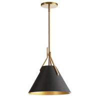 Dainolite Nicole 1 Light Pendant Aged Brass Black/Gold Metal Shade Lamp