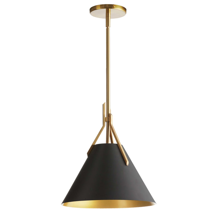 Dainolite Nicole 1 Light Pendant Aged Brass Black/Gold Metal Shade Lamp