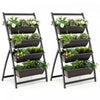 Costway 2pcs 4 Ft 4-tier Vertical Raised Garden Bed Elevated Planter W/4 Container Boxes