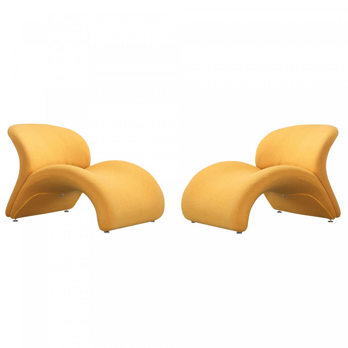 Rosebud Modern Wool Blend Accent Chair in Yellow - Set of 2