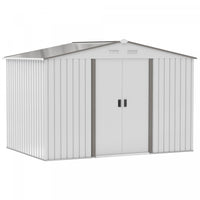 Outsunny 9' X 6' Garden Storage Shed With Floor Foundation, Metal Tool Storage House With Double Doo