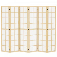 HOMCOM 6 Panel Room Divider, 5.6 ft Folding Privacy Screen, Natural Wood