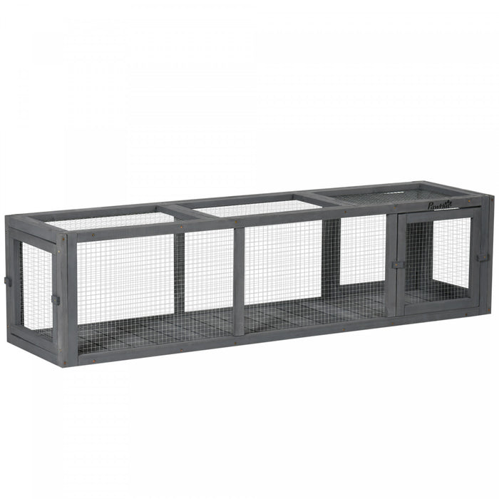 Pawhut 59\" Long Cat Tunnel, Cat Shelter L- Shape With Extendable Design, Cat Enclosure For Indoor/outdoor Use With Weather Protection, Removable Door, Lead Grey