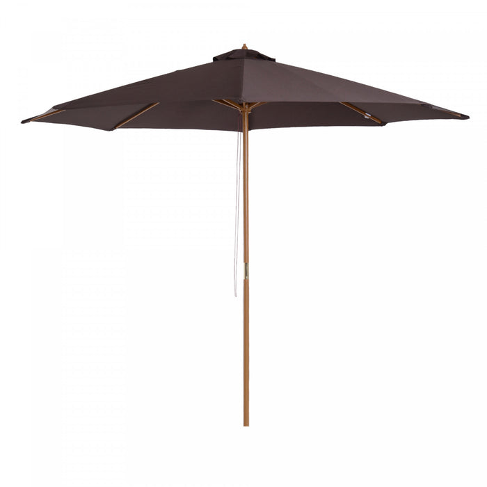 Outsunny 10' X 8' Round Wooden Patio Umbrella With Bamboo Rib For Outdoor
