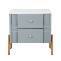 Lila Modern Nightstand with Storage Drawers and Metal Handles,Blue 