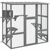 Pawhut Catio Outdoor Cat Enclosure, Wooden Outdoor Cat House Window Box With Weatherproof Roof, Bridge, Resting Box, Platforms, Cat Cage For 2 Kittens, Grey