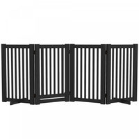 Pawhut Free Standing Wooden Pet Gate Indoor Dog Barrier Foldable Step Over Doorway Fence Safety Gate
