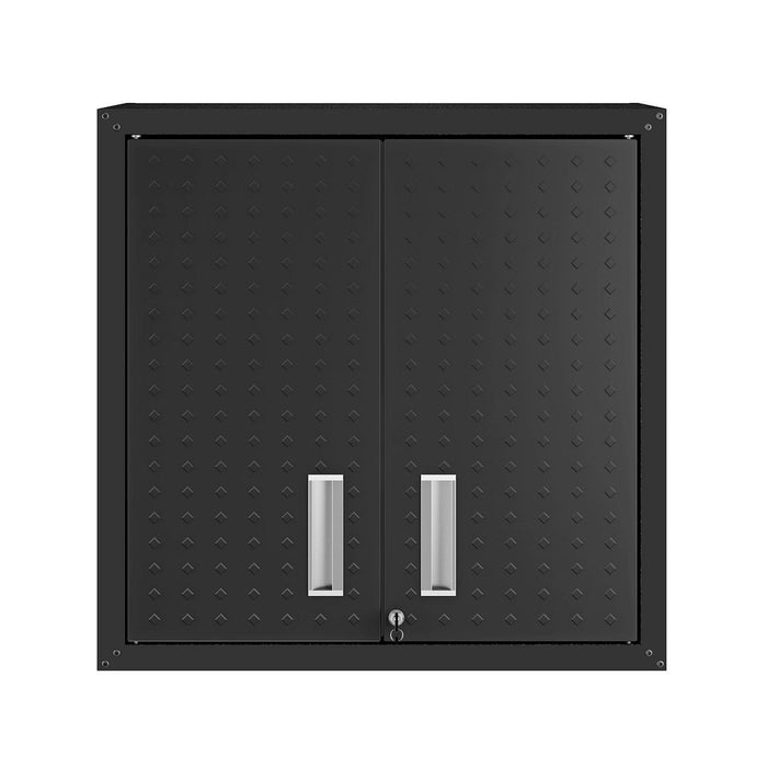 Manhattan Comfort Fortress 30\" Floating Textured Metal Garage Cabinet with Adjustable Shelves - Charcoal Grey
