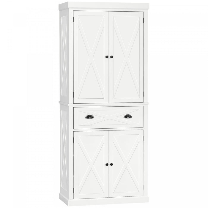 HOMCOM Kitchen Pantry, Freestanding Buffet Cabinet with 4 Doors, White