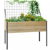 Outsunny Wooden Raised Garden Bed With Trellis And Bed Liner, Elevated Planter Box With Metal Legs For Vegetables Flowers Herbs