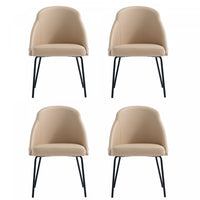 Gracie Modern Vegan Leather Metal Dining Chair in Tan and Black - Set of 4