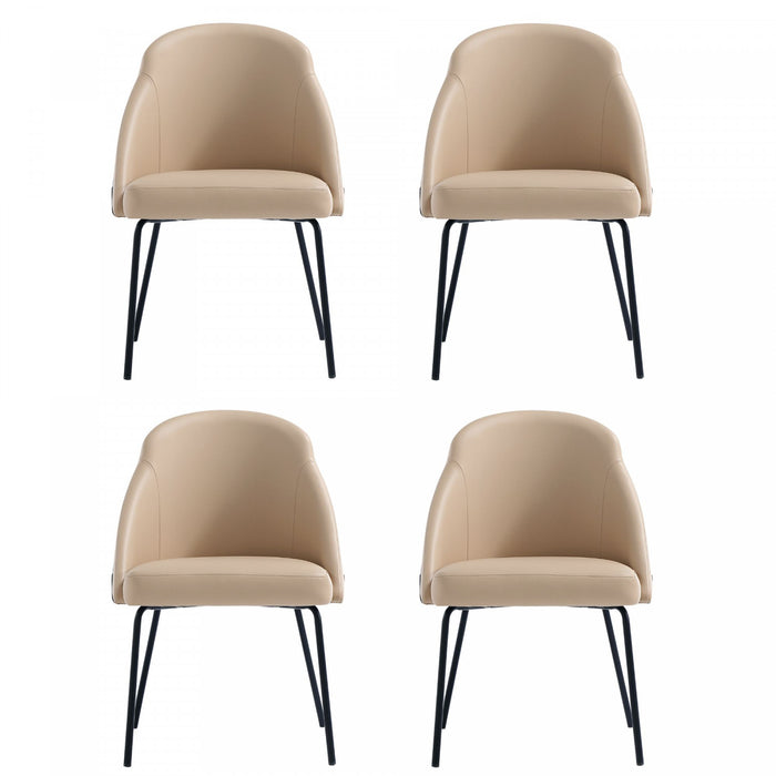 Gracie Modern Vegan Leather Metal Dining Chair in Tan and Black - Set of 4