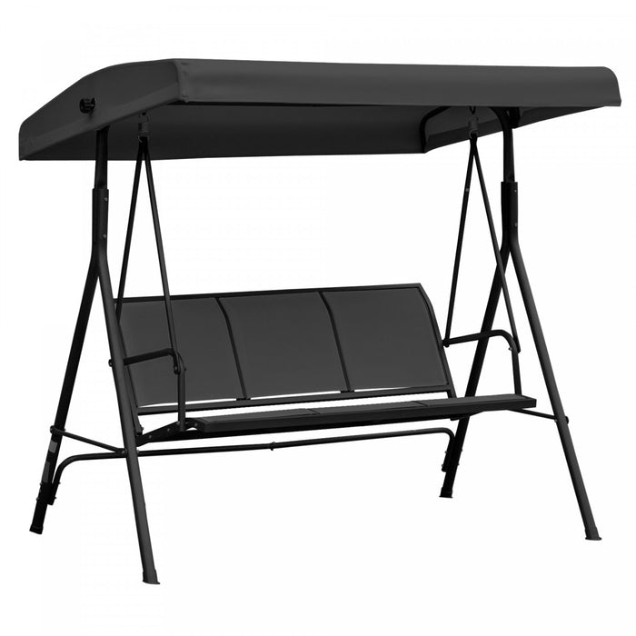 Outsunny 3-seater Swing Chair Covered, Black