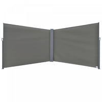 Outsunny Patio Retractable Double Side Awning, Folding Privacy Screen Fence, Privacy Wall Corner Div