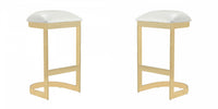 Aura Modern Metal Upholstered Barstool in White - Set of 2 Bar Stool 