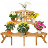 Outsunny Wooden Rustic 3-tier Raised Plant Stand With Slatted Shelves Indoor & Outdoor Display Rack Plant Pot Organizer 37.75\" X 25.25\" X 24\"