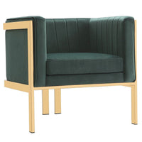 Manhattan Comfort Paramount Polished Brass Velvet Accent Armchair - Forest Green