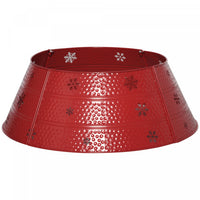 Homcom Christmas Tree Collar Xmas Tree Metal Skirt Decor Red