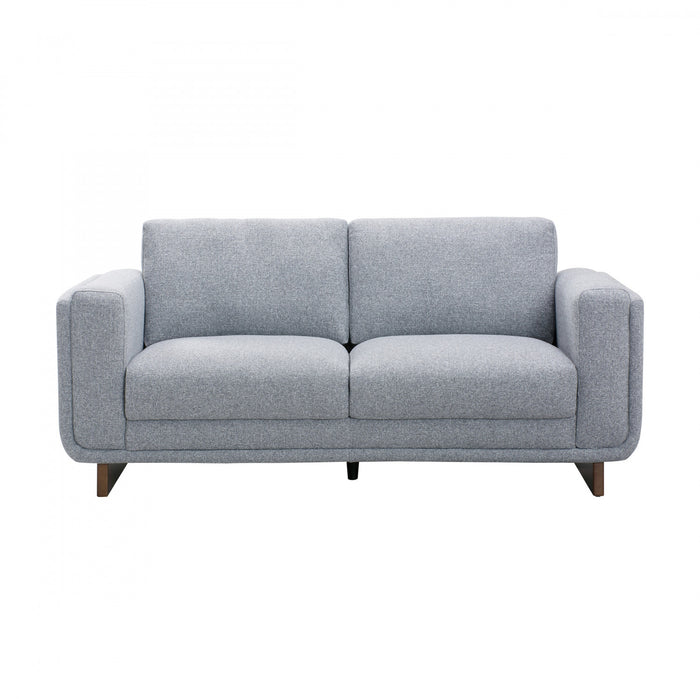 Caden 67 in. Textured Weave Fabric Loveseat with Block Arms and Wood Legs - Grey