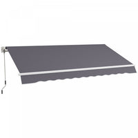 Outsunny Retractable Awning Manual Sun Shade Shelter Dark Grey
