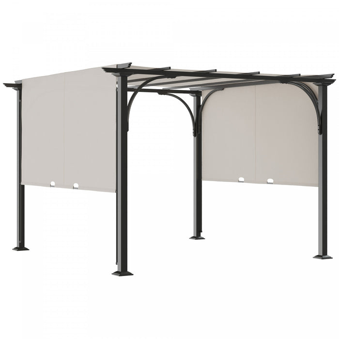 Outsunny 10' X 10' Outdoor Pergola Patio Gazebo Retractable Canopy, White