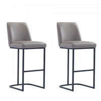 Serena Modern Metal Upholstered Barstool in Taupe - Set of 2 Bar Stool