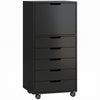HOMCOM 5 Drawer Vertical File Cabinet with Lockable Wheels, Black