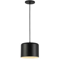 Dainolite Emilia 1 Light Pendant Matte Black Finish Matte Black/White Shade Lamp