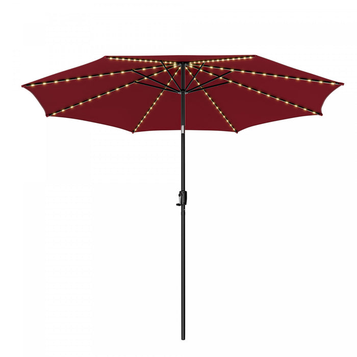Costway 10 FT 112 LED Solar-Lighted Patio Table Market Umbrella Crank Tilt Outdoor Wine